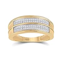 Yellow-tone Sterling Silver Mens Round Diamond Wedding Band Ring 1/4 Cttw