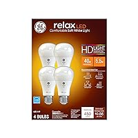 GE Relax LED Light Bulbs, 40 Watt, Soft White, A19, 4 Count (Pack of 1)