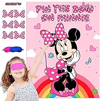 Pin The Bow on Minnie Party Game Mouse Cartoon Theme Party Supplies Pink Mouse Large Waterproof Poster