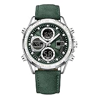 DIZIZID Men's Quartz Chronograph Watch, Stylish, Multi-functional Watch, Stainless Steel, Waterproof, Date, Luminous Watch, Analog, green