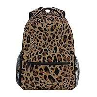 ALAZA Cheetah Leopard Print Animal Backpack Purse with Multiple Pockets Name Card Personalized Travel Laptop School Book Bag, Size M/16.9 inch