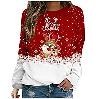Christmas Tshirts for Women Snowflake/Reindeer/Christmas Tree Plaid O-Neck Tops Casual Fall Jackets for Women