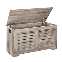 DINZI LVJ Storage Chest, Flip-Top Wooden Toy Box with 2 Safety Hinges, Retro Entryway Shoe Storage Bench, Sturdy Large Storage Trunk for Living Room, Bedroom, Easy Assembly, Greige