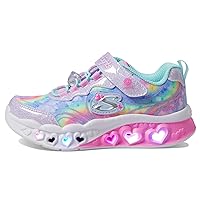 Skechers Kids Girls Flutter Heart Lights-Groovy Sneaker, Lavender/Aqua, 2 Little Kid