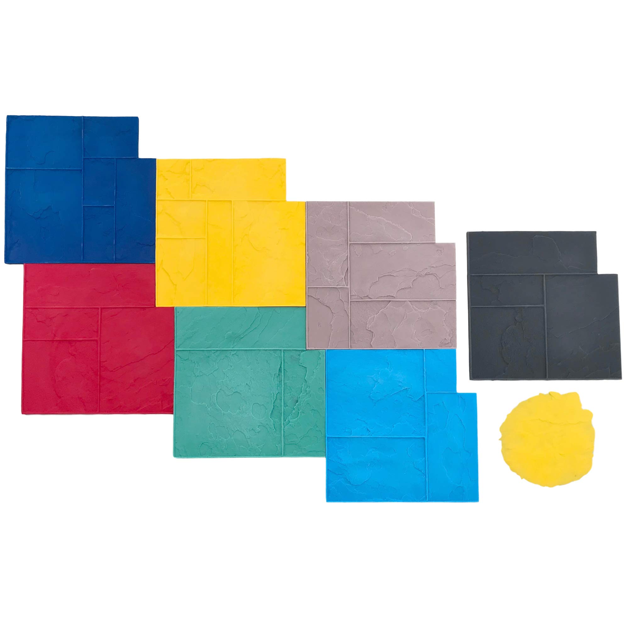 Ashler Notched Slate Concrete Stamp Set by Walttools | Decorative Tile Pattern Polyurethane Texturing Mats, Sturdy, Realistic Detail (8 Piece)