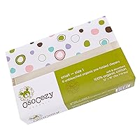 OsoCozy Organic Cotton Prefold Cloth Diapers Traditional Fit Small 4x8x4 Layering (6pk) - Super-Soft, Thick, Absorbent and Durable. Unbleached Natural Color, Fits 7-15 lbs.