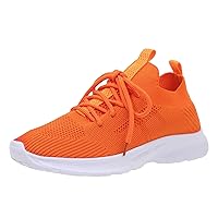Womens Air Running Shoes Lightweight Sneakers Fashion Spring and Summer Women Sports Shoes Flat Bottom Lightweight Flying Woven Mesh Breathable Comfortable Solid Color Lace Up