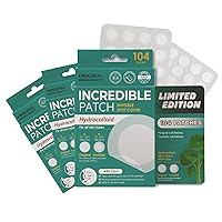 104 Patches Pimple Patches, Hydrocolloid Acne Patches for Face (Incredible Cica 3PK)