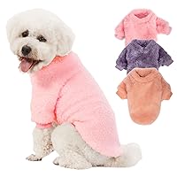 Dog Sweater, 3 Pack Dog Sweaters for Small Dogs, Dog Clothes for Small Dogs Girl Boy, Ultra Soft and Warm Puppy Sweater Dog Coat for Winter Christmas (Small, Pink+Purple+Peach)