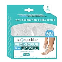 Spongables Pedi Scrub Foot Exfoliating 20+ Wash Sponge, Coconut Colada, 2 Count