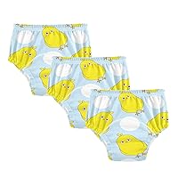 Baby Girls Potty Training Panties Yellow Cute Ducks Dots Blue 3pcs Soft Cotton Bed Wetting Underpants Sleep Underwear