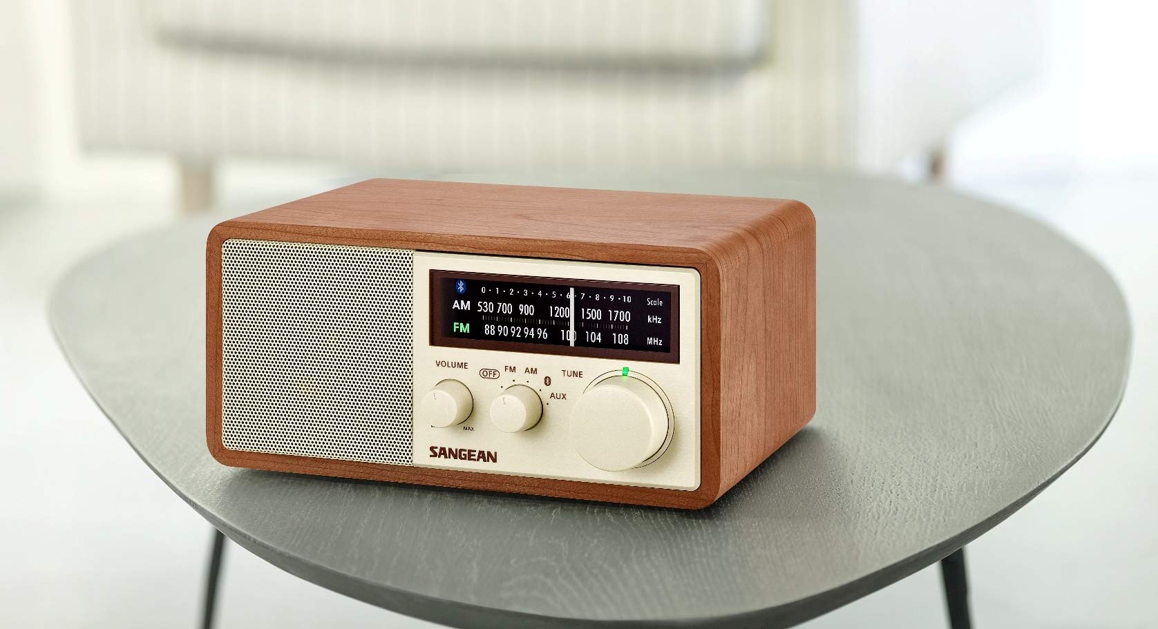 Sangean WR-16 AM/FM/Bluetooth/USB Phone Charging Wooden Cabinet Radio