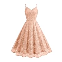 Sequin Dress Vintage A Line Backless Wedding Guest Swing Tulle Dress Sleeveless Glitter Cocktail Homecoming Prom Dress