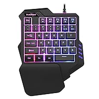One-Handed RGB Backlit Gaming Keyboard,35 Keys Mini Gaming Keypad,Portable Game Controller for PC PS4 Xbox Gamer,Black,17.3x23x3.7cm