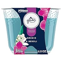 Glade Candle Orchid & Neroli, Fresh Collection, Fragrance Candle Infused with Essential Oils, Air Freshener Candle, 3-Wick Candle, 6.8 Oz