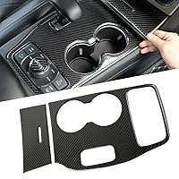 2 Pcs Gear Shift Panel Trim Cover Kit for Jeep Grand Cherokee 2014 2015, Car Interior Storage Box Sticker Center Control Water Cup Holder Real Carbon Fiber Decoration, Black