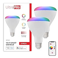 Wi-Fi LED Smart Light Bulb, BR30, 65W Equivalent, RGB, Color Changing, White Select Tunable 2700K - 6500K, Dimmable, 2.4GHz Router Required, Circadian Rhythm, Easy-to-Use App, 2 Pack, 51452