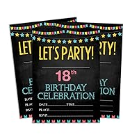 Black Birthday Invitation Card 28 Pcs Fill or Write In Blank Invites Printable Party Supplies 5 x 7 Inches