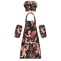 Cute Baby 3 Pcs Kids Apron Toddler Chef Painting Baking Gardening (with Pockets) Adjustable Artist Apron for Boys Girls-M