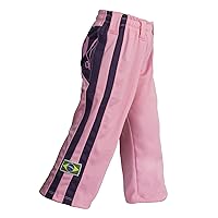 Authentic Brazilian Capoeira Martial Arts Pants - Girls/Children's (Pink with Berimbau Print Along The Backside)