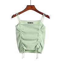 Women's Tops Sexy Tops for Women Shirts Ruched Drawstring Knit Cami Top Shirts for Women (Color : Mint Green, Size : Large)