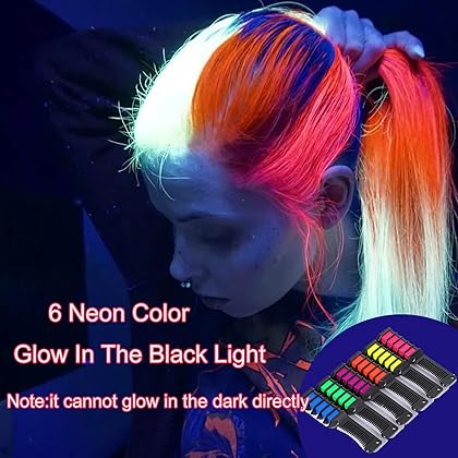 Glow Temporary Hair Chalk Comb, Glow in The Black Light Washable Hair Color Comb for Girls Kids Non-Toxic Hair Dye for Birthday Halloween Cosplay Party