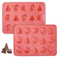 Freshware Silicone Chocolate Molds - [2PK] 15 Cavity Mini Christmas Candy Molds, Nonstick Silicone Bakeware for Chocolate, Candy, Gummy, Biscuit or Wax