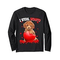 Toy Poodle Dog I Steal Hearts Cute Valentine Day Women Men Long Sleeve T-Shirt
