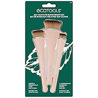 EcoTools 360 Ultimate Blend Makeup Brush Kit, For Cream, Liquid, & Powder Foundation, Blush, & Bronzer, Buff & Blend Makeup, Full Coverage, Dense Bristles, Vegan & Cruelty-Free, 3 Piece Set