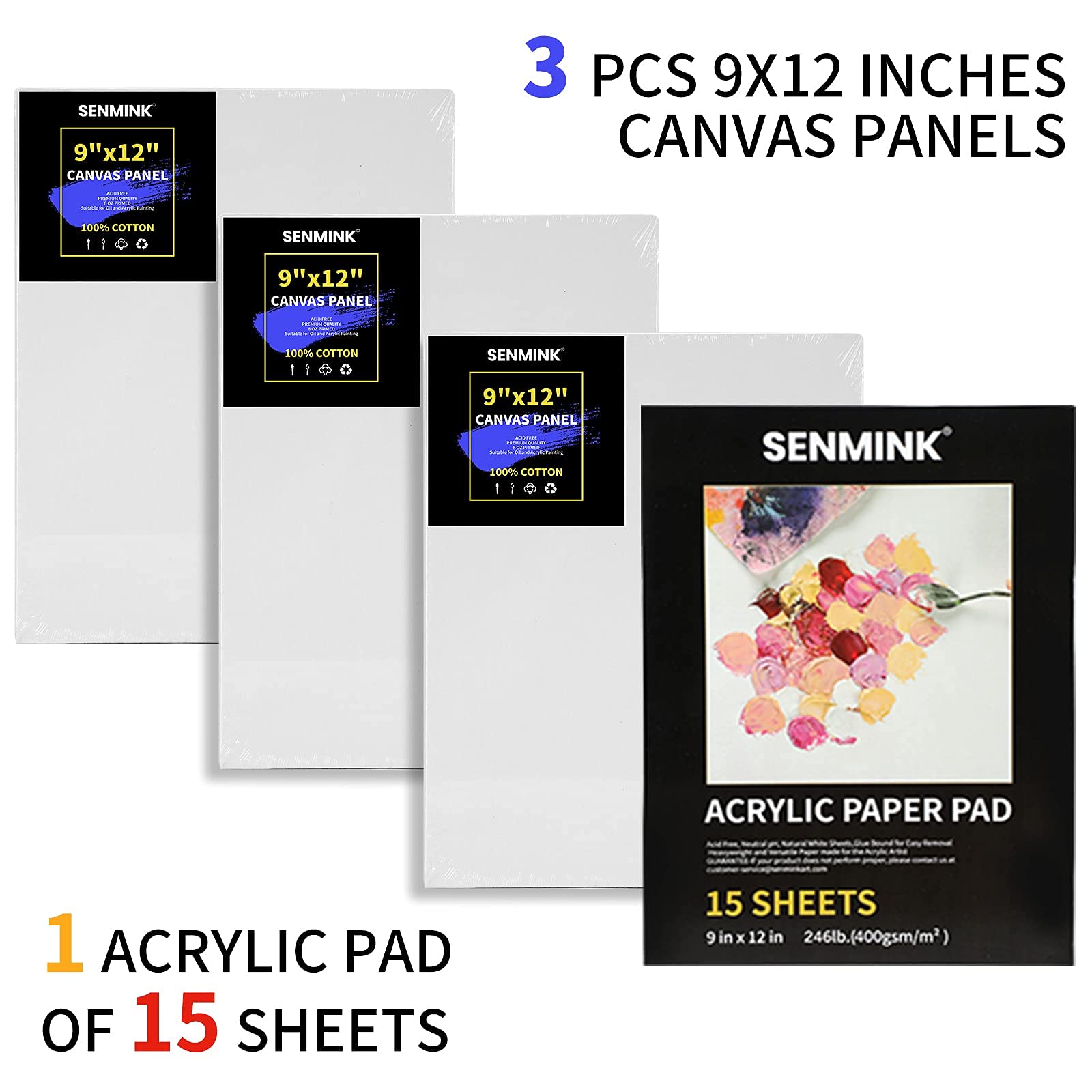 69 Pcs Artists Painting Set with Wood Box Easel，48×12ML Acrylic Painting Set, Canvas 9x12 inches, Wood Palette, Palette Knife Art Supplies, Paint Set for Adults Beginners