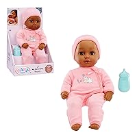 My First Baby Doll Harper - Dark Brown Eyes: Realistic Soft-Bodied Baby Doll for Kids Ages 1 & Up, Eyes Open & Close, Baby Doll with Bottle, 14 inch