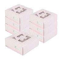 Restaurantware Cater Tek 9 x 9 x 3.5 Inch Cake Boxes 50 Disposable Lunch Boxes - Display Window Pop-Up Handles Pink And White Paper Pastry Boxes Grease Impermeable Shipped Flat