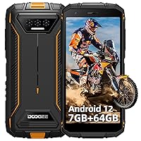 DOOGEE S41 PRO Rugged Smartphone Unlocked,6300mAh Battery,7GB+64GB,4G Dual Sim Rugged Phone,Android 12 Phone,13MP Camera,IP68 Waterproof Cell Phone,Face Unlock,NFC/T-Mobile,Orange