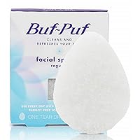 Buf-Puf Regular Facial Sponge, Dermatologist Developed, Removes Deep Down Dirt & Makeup that Causes Breakouts and Blackheads, Reusable, Exfoliating, White, 1 Count