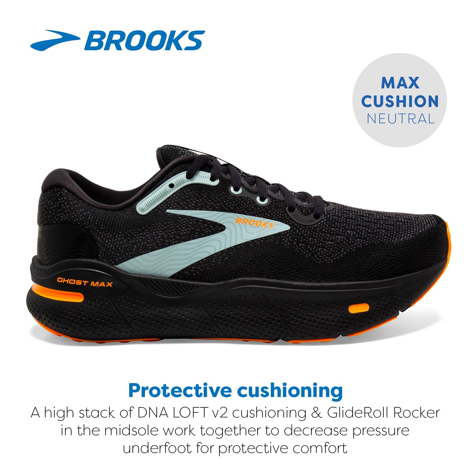 Brooks Men’s Ghost Max Cushion Neutral Running & Walking Shoe
