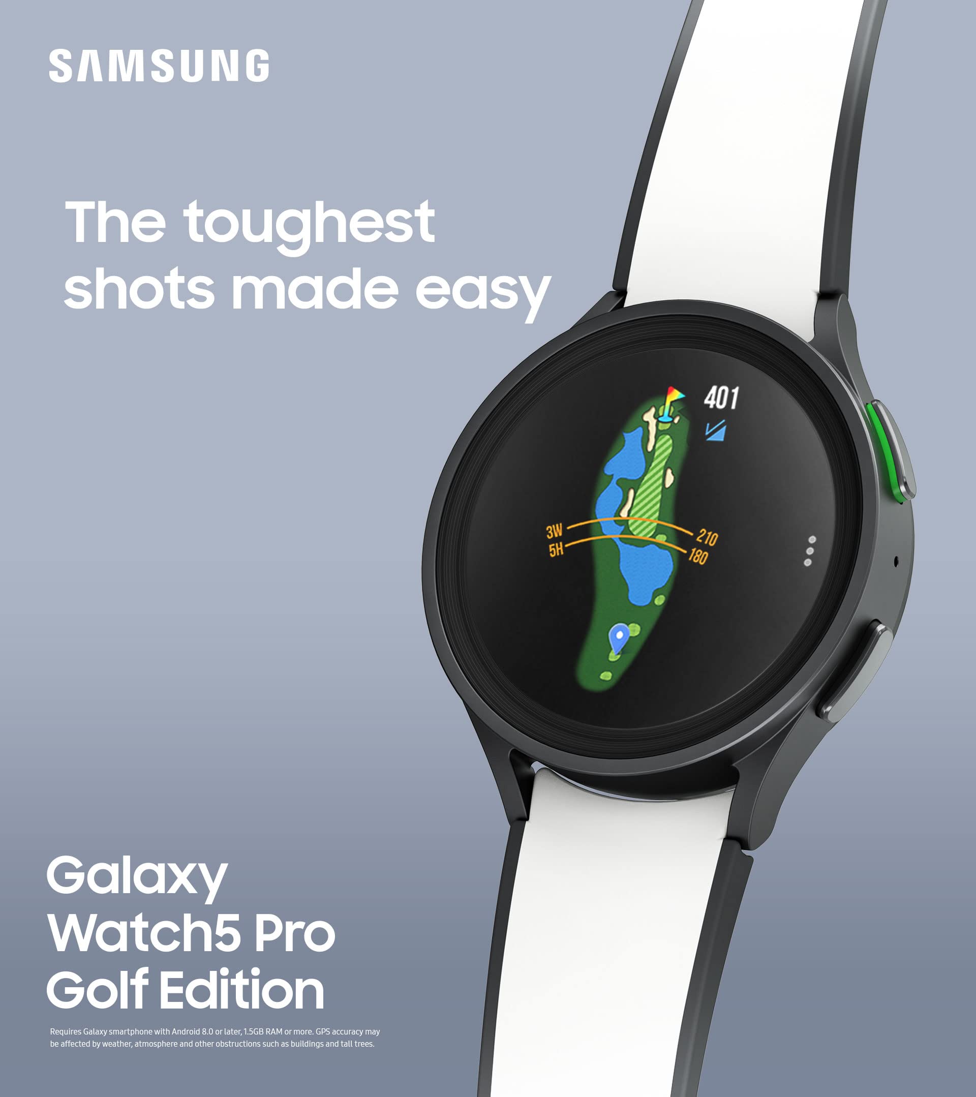 SAMSUNG Galaxy Watch 5 Pro Golf Edition, 45mm Bluetooth Smartwatch w/ Body, Health, Fitness and Sleep Tracker, Improved Battery, Enhanced GPS Tracking, US Version, Black Bezel w/Two-Tone Band