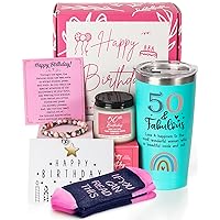 50th Birthday Gifts for Women, Turning 50 Gifts for Friend Coworker Sister Wife Mom Aunt Grandma Bestie, 50 Fabulous Birthday Gifts, Novelty 50th Tumbler Cup