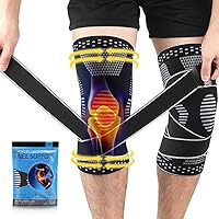 beister 1 Pair Knee Compression Sleeves with Adjustable Straps for Men & Women, Professional Knee Support Brace for Meniscus Tear, Arthritis, Sports Joint Pain Relief, Running, Basketball