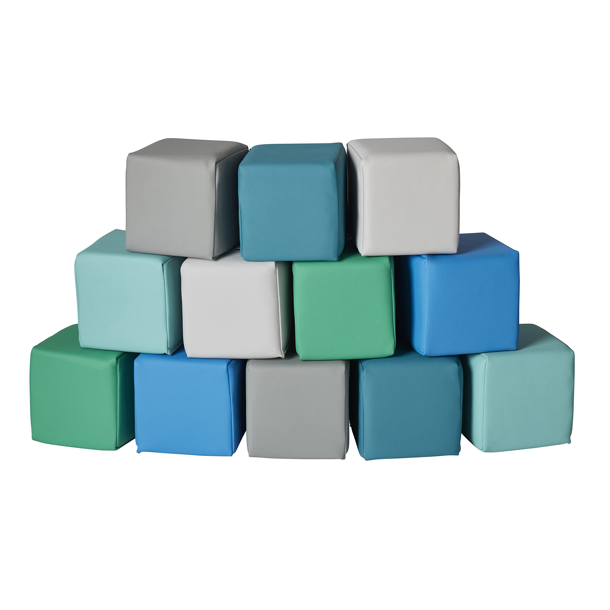 ECR4Kids SoftZone Patchwork Toddler Building Blocks, Foam Cubes, Contemporary, 12-Piece