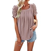 Tops for Women Sexy Casual,Women's 2024 Summer Henley Shirts Button up Tunic Tops Casual Short Sleeve Blouse T-Shirts