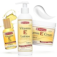 De La Cruz - Vitamin E Cream, Lotion and Oil Bundle - Moisturizer for All Skin Types
