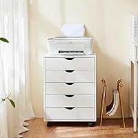 5-Drawer Wood Office File Cabinet- Mobile Under Desk Chest of Storage, Vertical Organizer Printer Table for Home Office