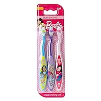Brush Buddies 3 Pack Barbie Toothbrush for Kids, Children's Toothbrushes, Soft Bristle Toothbrushes for Kids