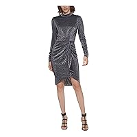 Calvin Klein Women's Velvet Long Sleeve Faux Wrap Dress