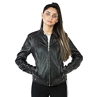 Womens Real Leather Biker Jacket Chic Black Moto Style Outerwear Fashion Statement