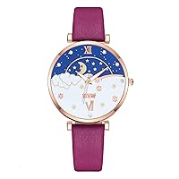 Women's Casual 36mm Quartz Leather Band Strap Spin Watch Wrist Watch