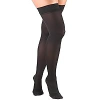 Truform Women's Compression Stockings, 20-30 mmHg, Thigh High Length, Closed Toe, Opaque, Black, Medium