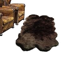 Brown Shaggy Sheepskin Pelt Rug - Luxury Faux Fur - Quatro Multi Pelt Accent Rug - Fur Accents - USA (4'x6')