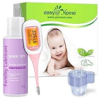 Easy@Home 25 Ovulation Tests 10 Pregnancy Tests & 35 Large Urine Cups + Easy@Home Smart Basal Thermometer EBT-300 + Premom Fertility Lubricant 2 Fl Oz