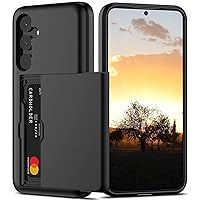 Nvollnoe for Samsung S24 Plus Case with Card Holder Dual Layer Heavy Duty Protective Case Hidden Card Slot Slim Wallet Case for Samsung S24 Plus 6.7''(Black)